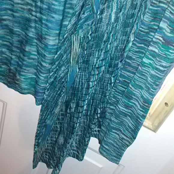 Aqua Blue/Green Gray Flyaway Knit Cardigan light - Picture 3 of 8